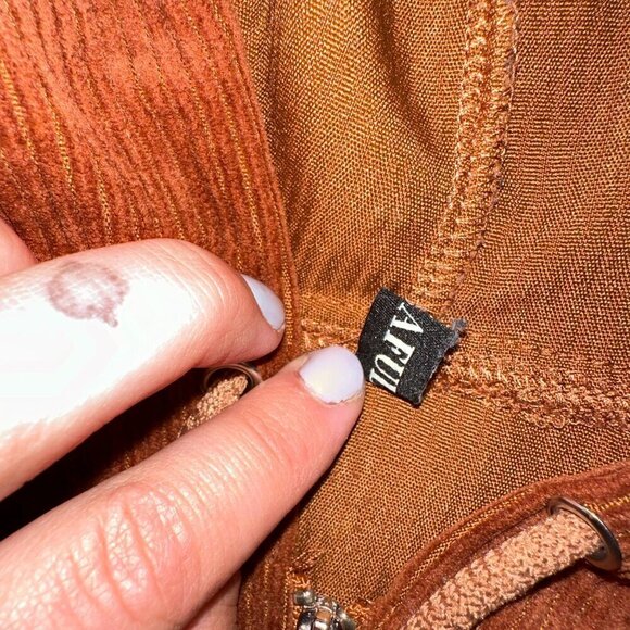 Zaful Brown Ribbed Cropped Hoodie Women's Large Corduroy Jacket - Picture 12 of 16